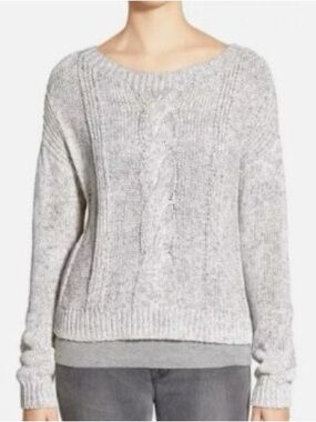 Eileen Fisher Lightweight Knit Pullover Sweater Petite Size Medium Light Gray